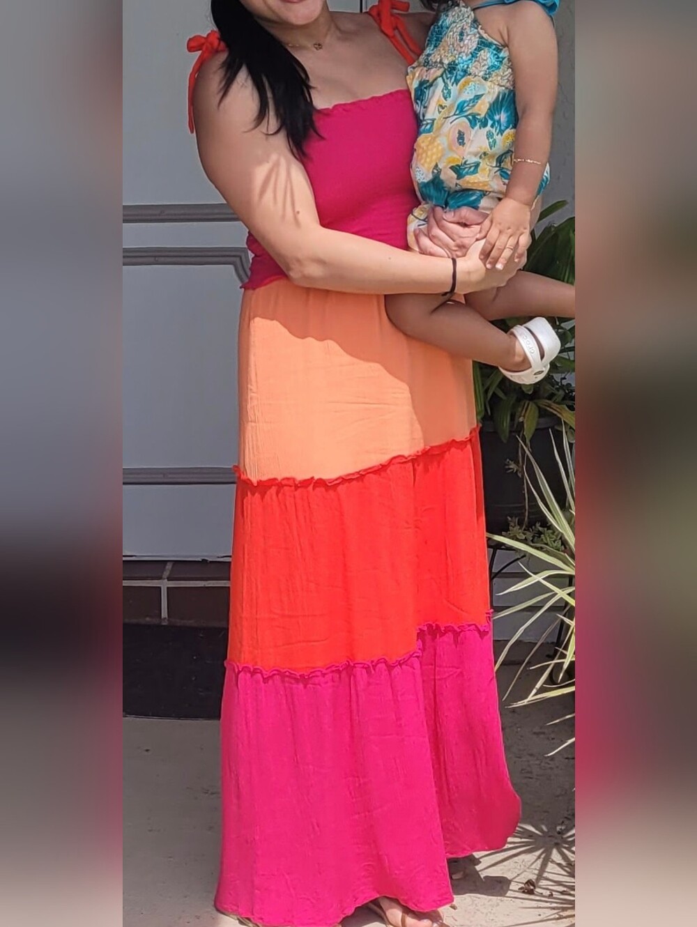 BeBop Colorblock Maxi Skirt / Dress - Peach, Orange & Hot Pink